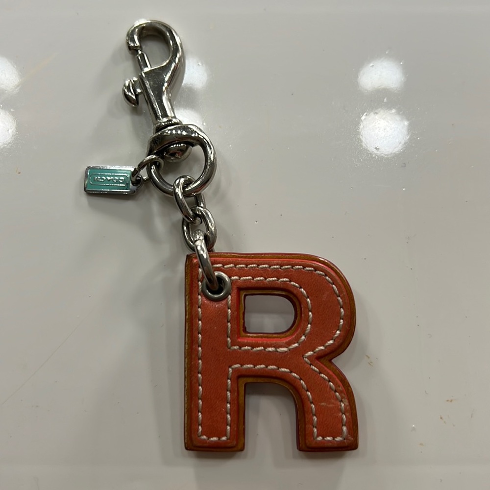 Coach leather R initial bag charm